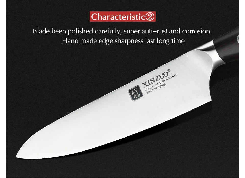 XINZUO-High Carbon Stainless Steel Utility Knife, Alemanha 1.4116, Brand Small Facas, Acessórios de Cozinha, 5"