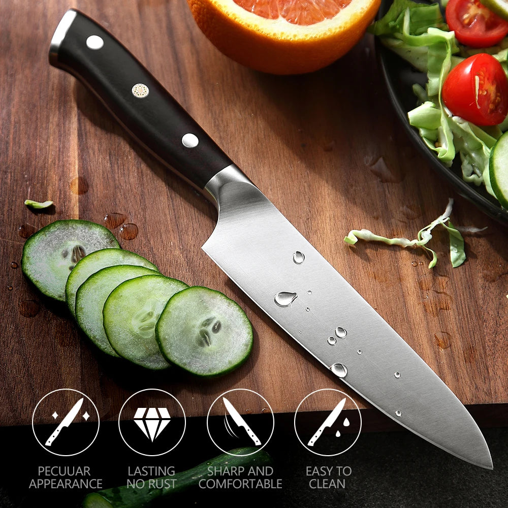 XINZUO-High Carbon Stainless Steel Utility Knife, Alemanha 1.4116, Brand Small Facas, Acessórios de Cozinha, 5"