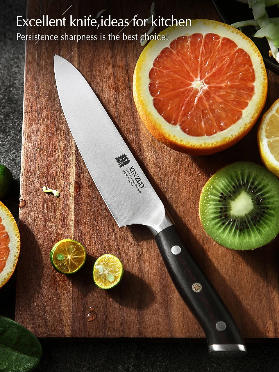 XINZUO-High Carbon Stainless Steel Utility Knife, Alemanha 1.4116, Brand Small Facas, Acessórios de Cozinha, 5"