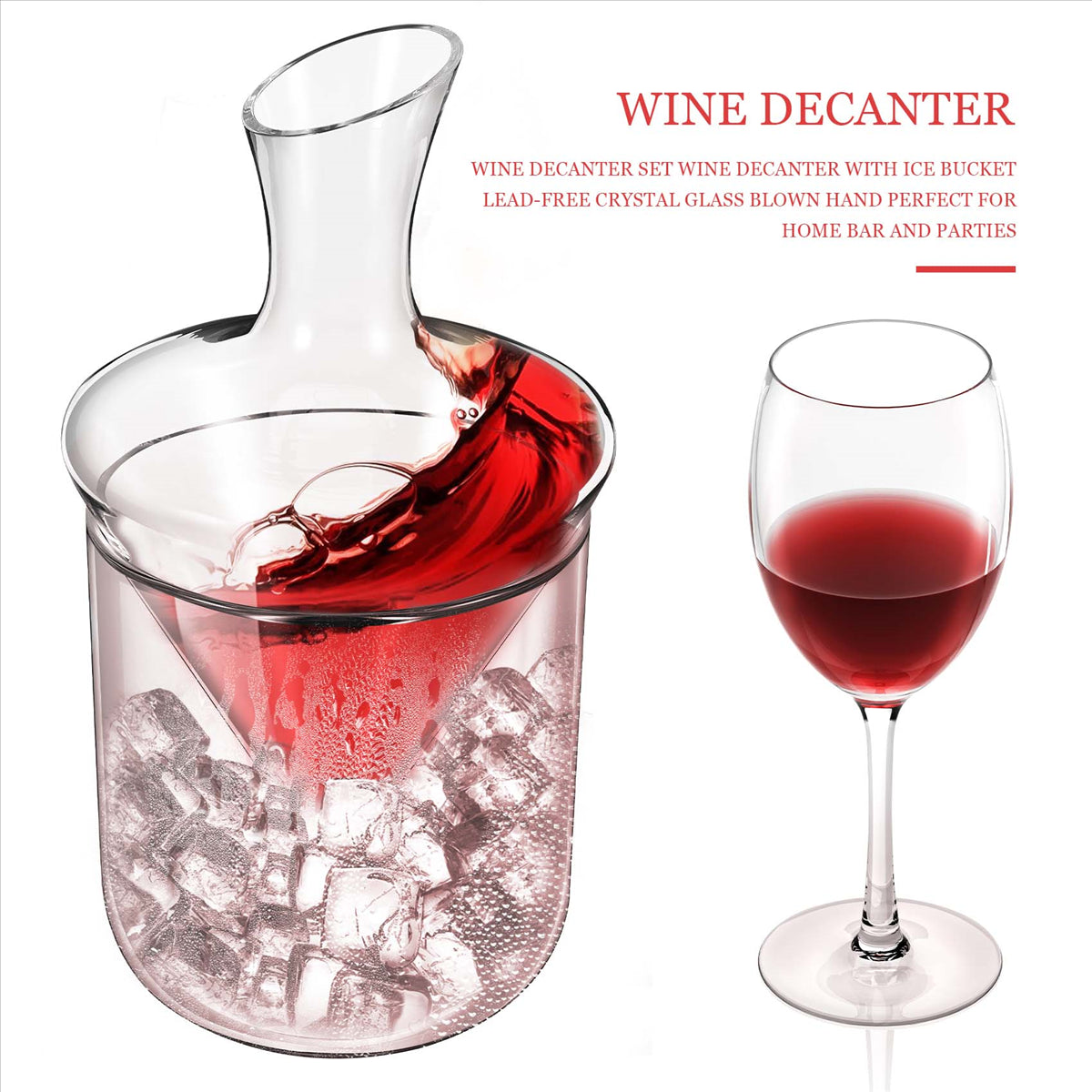 Sem chumbo cristal de vidro vinho decanter set, balde de gelo, soprado mão, perfeito para casa, bar e festas