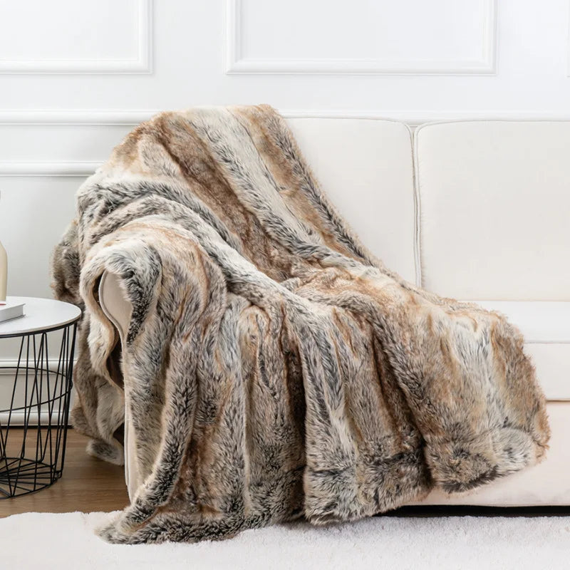 Krin Fox Faux-Fur Blanket Throw