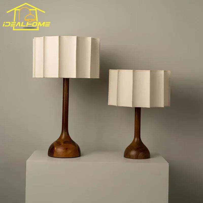 .Japanese Wabi-sabi Solid Wood Zen Art Decorative Table Lamp LED E27 Designer Desk Lights Living/Model Room Bedroom Study Cafe