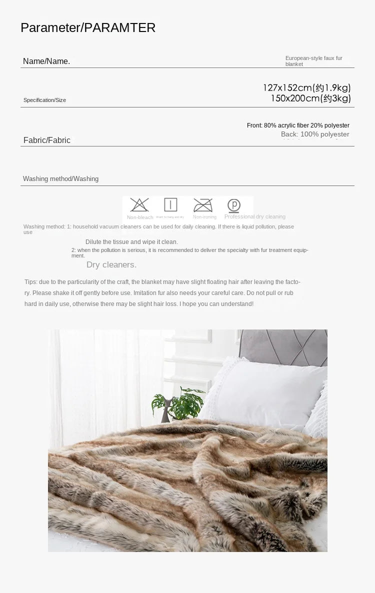 Krin Fox Faux-Fur Blanket Throw