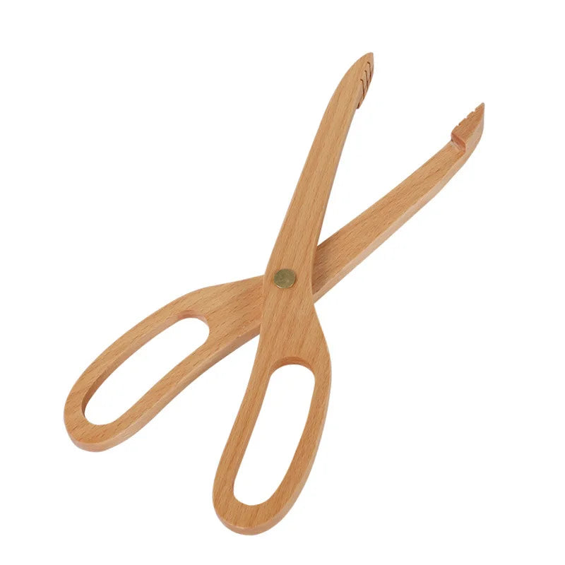 Salada de madeira tong scissor tipo bolo clipe utensílios de madeira ferramentas de cozinha torradeira pinças para cozinhar