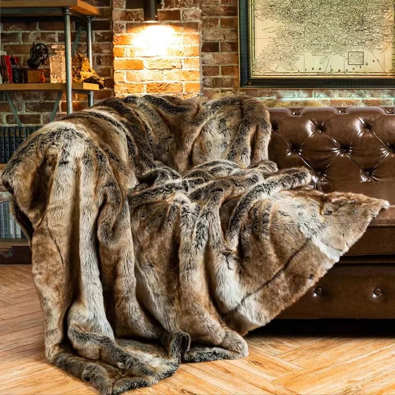 Krin Fox Faux-Fur Blanket Throw