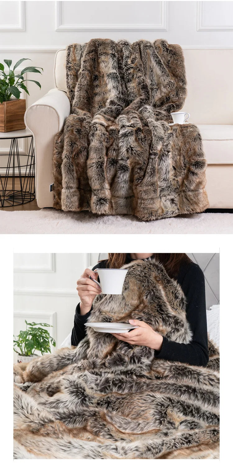 Krin Fox Faux-Fur Blanket Throw