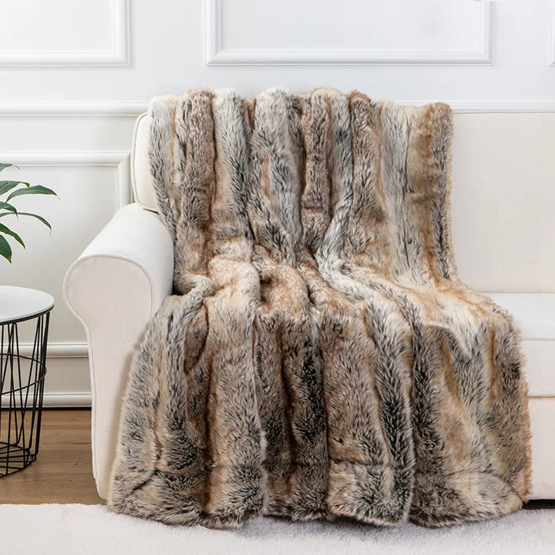 Krin Fox Faux-Fur Blanket Throw