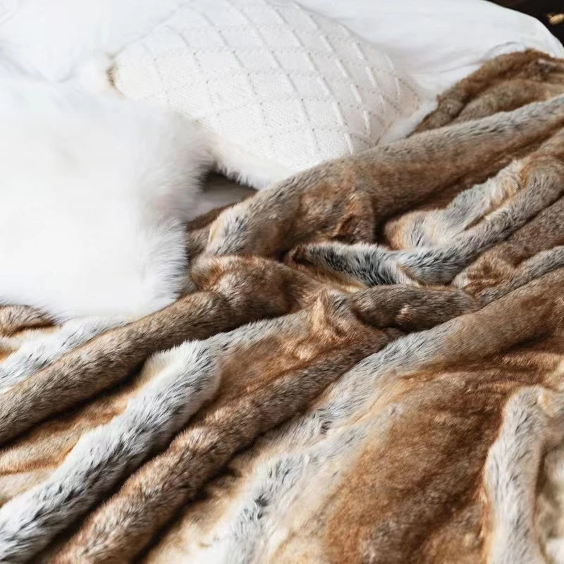 Krin Fox Faux-Fur Blanket Throw