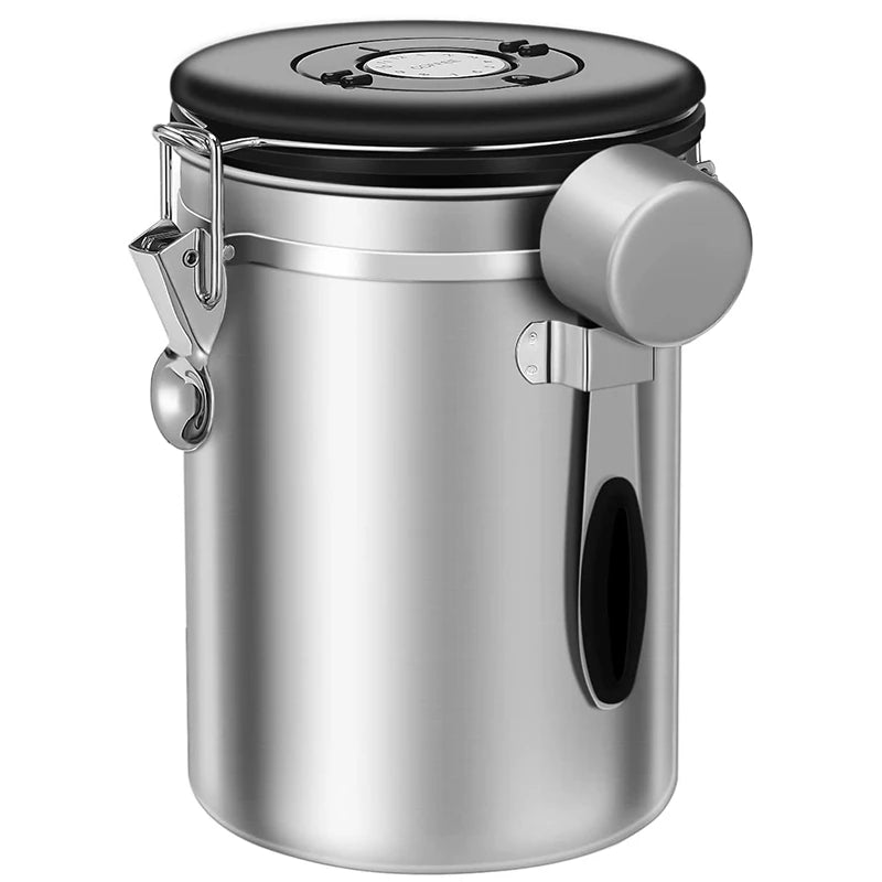 Krin Stainless Steel Ground Coffee Storage Canister with Scoop