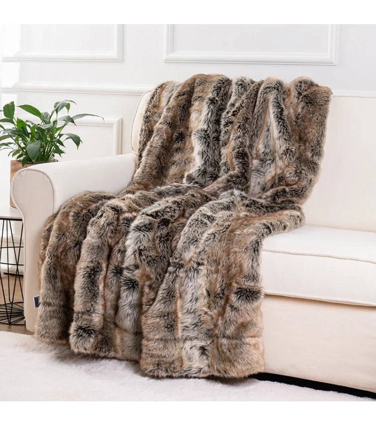 Krin Fox Faux-Fur Blanket Throw