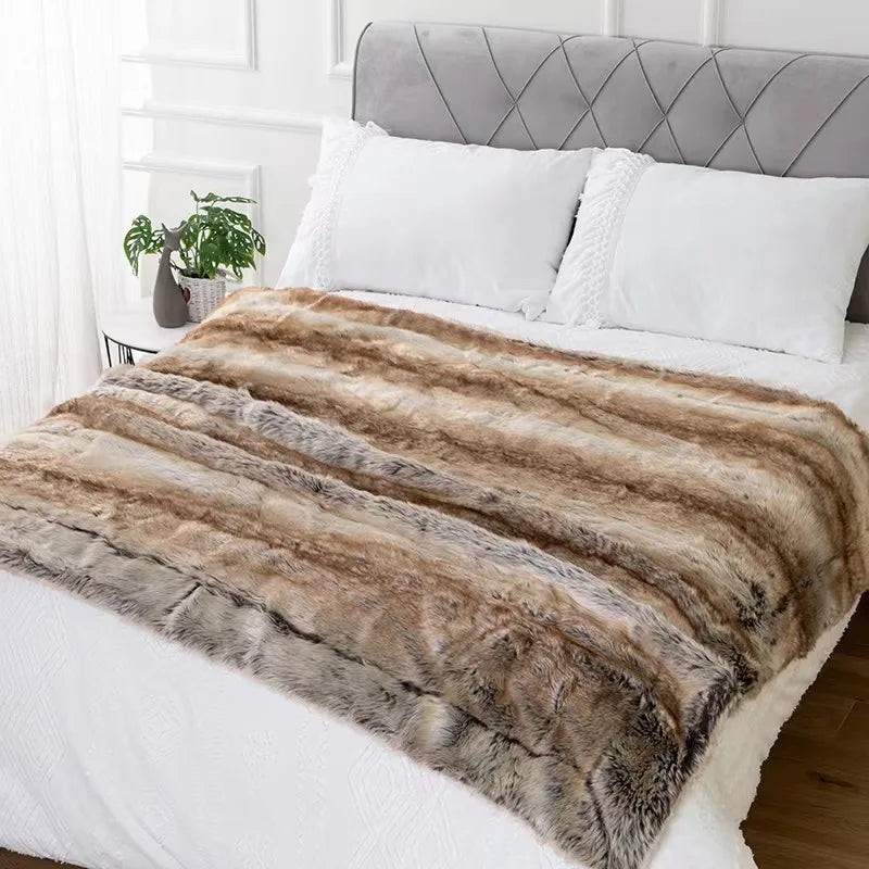 Krin Fox Faux-Fur Blanket Throw