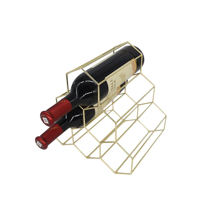 Metal Honeycomb Wine Bottle Rack, Garrafa De Armazenamento, Mesa, Vinho Moderno Titular, Display para Home Bar Decorações, Hexágono, 5 Garrafas