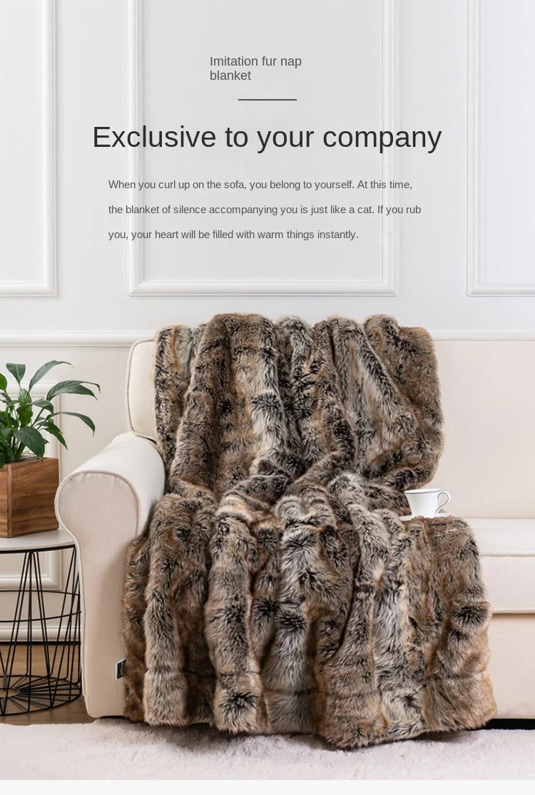 Krin Fox Faux-Fur Blanket Throw