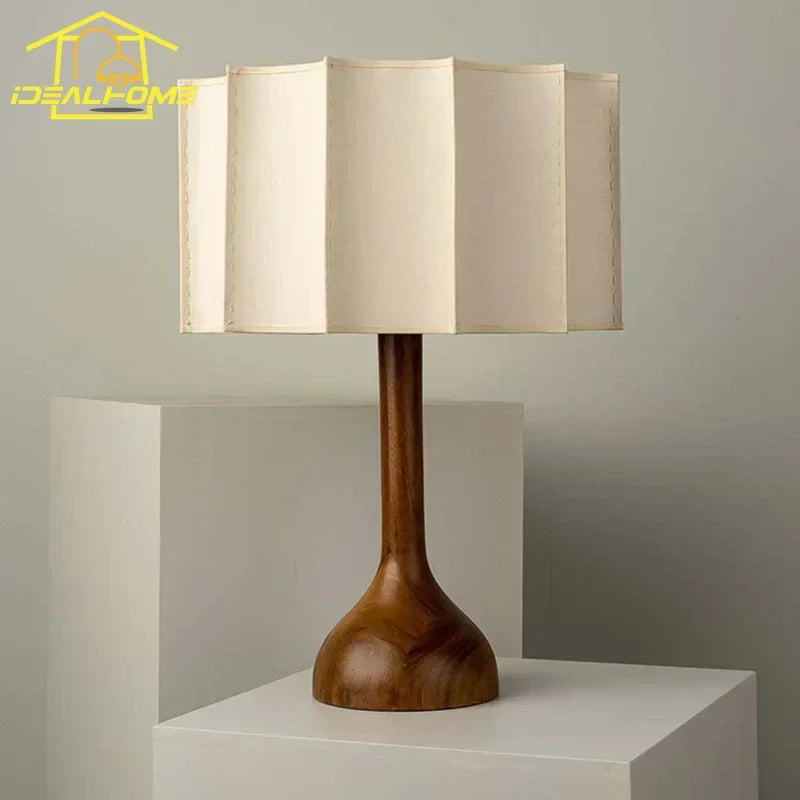 .Japanese Wabi-sabi Solid Wood Zen Art Decorative Table Lamp LED E27 Designer Desk Lights Living/Model Room Bedroom Study Cafe